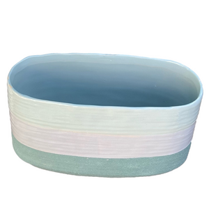 Pastel Blue and Green Costal Ceramic Planter / Bowl
